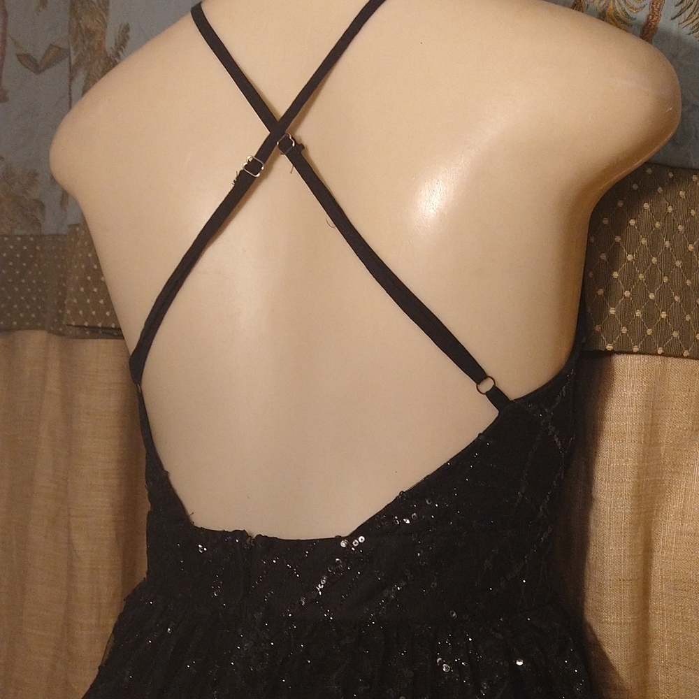 **Plunge V line Sexy Black Luxxel Dress Size Small** - Picture 6 of 8